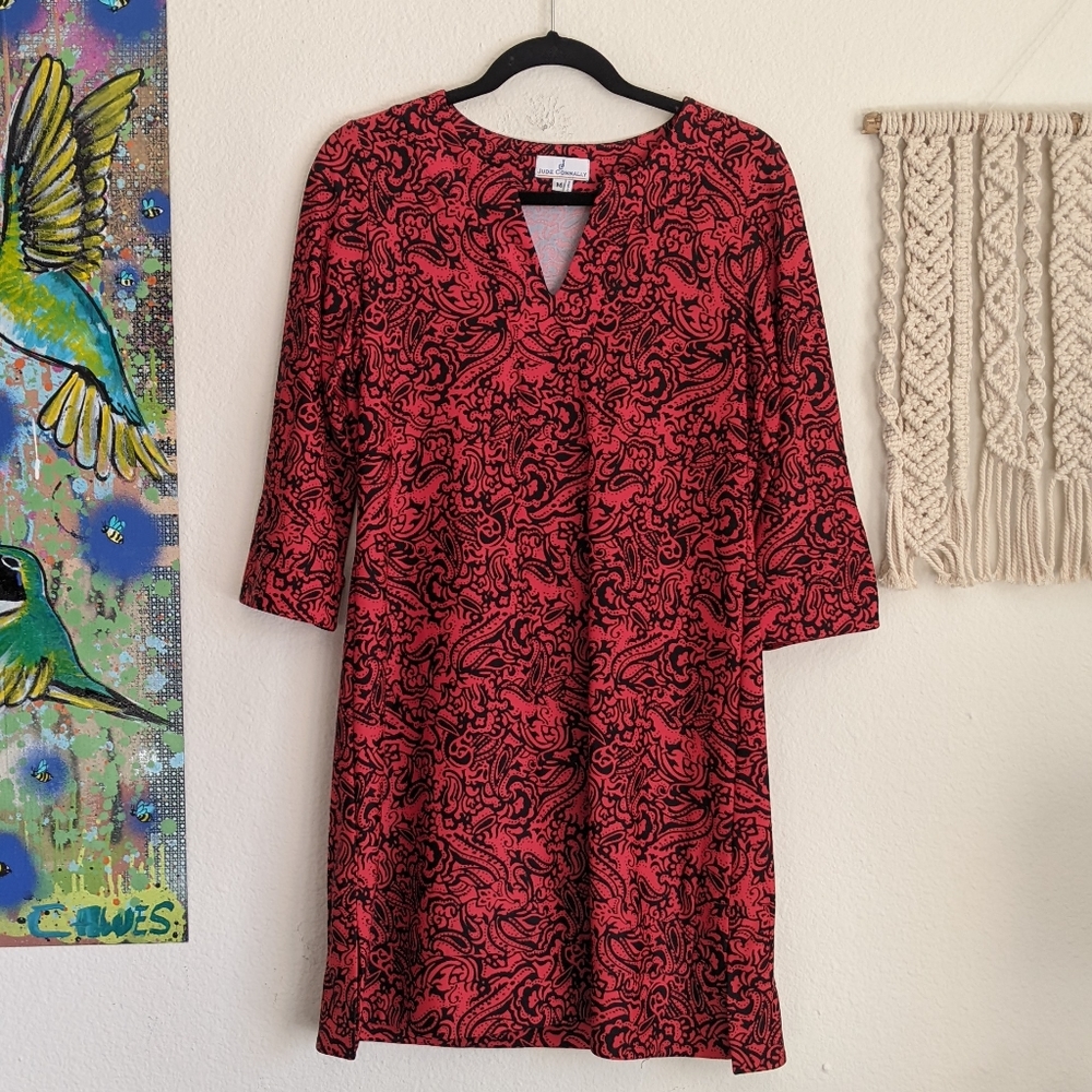 Jude Connally Red Paisley Megan Tunic Dress Size Medium